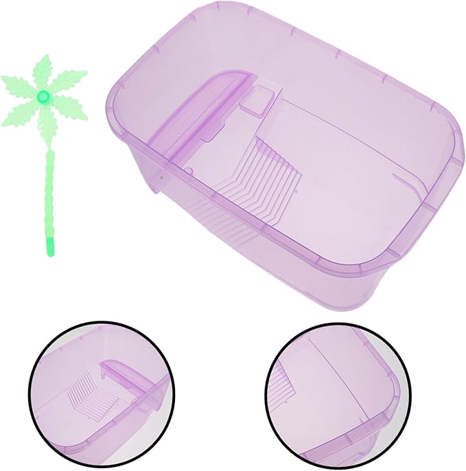POPETPOP Amphibious Pet Tank Travel Accessories Reptile Terrarium - Portable Clear and Transparent Plastic Tank, Reptile Breeding Tank for Spiders Frog Snakes Small Reptiles Turtle Tank