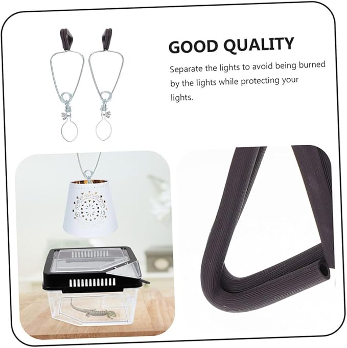 LIOOBO 2pcs Household Reptile Lamp Shade Fixing Clip High Temperature Resistant Wear-Resistant Hanger for Lampshades Easy to Use and Store for Terrarium Lighting
