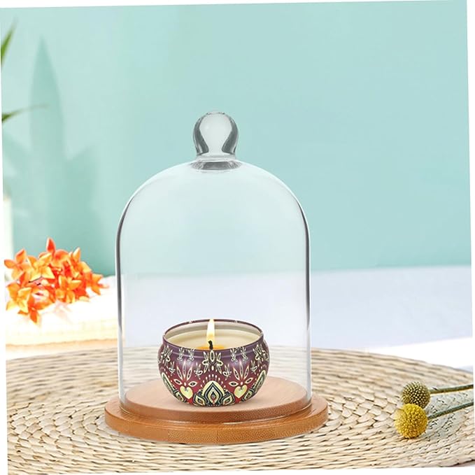 2Pcs Transparent Glass Cloche Cover for Dried Flowers Crafts Design High Visibility for Preserved Flower Display and DIY Terrariums