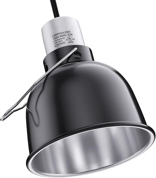 Reptile Light Fixture – 5.5'' Dome Lamp with Ceramic Socket, Reptile Heat Lamp Fixture for Heat Emitter & Basking Bulbs, for Bearded Dragon, Snake, Chameleon, Turtle & Terrarium Tank Accessories