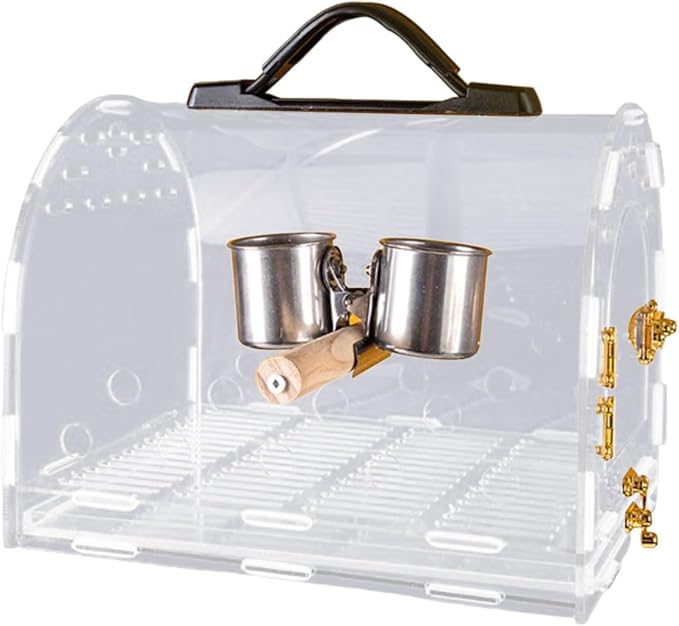 Acrylic Travel Cage for Bird with Feeding Cups and Standing Perch Ventilation Carriers Clear Cage for Outdoor Bird Carriers Birdcage