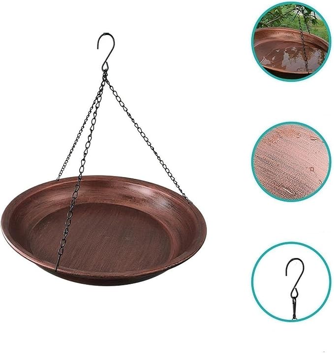 Hanging Bird Feeder Hanging Bird Bath Multipurpose Waterer with Hook Food Bowl Feeding Plate for Yard Garden Decoration Lawn