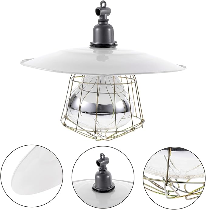 Heat Lamp Heater Chicken Light Bulb Heating Lamp Pet Reptile Stand Brooder Fixture Brooding Heat Preservation Poultry Thermostat Reptile Warm Keep Grey Glass