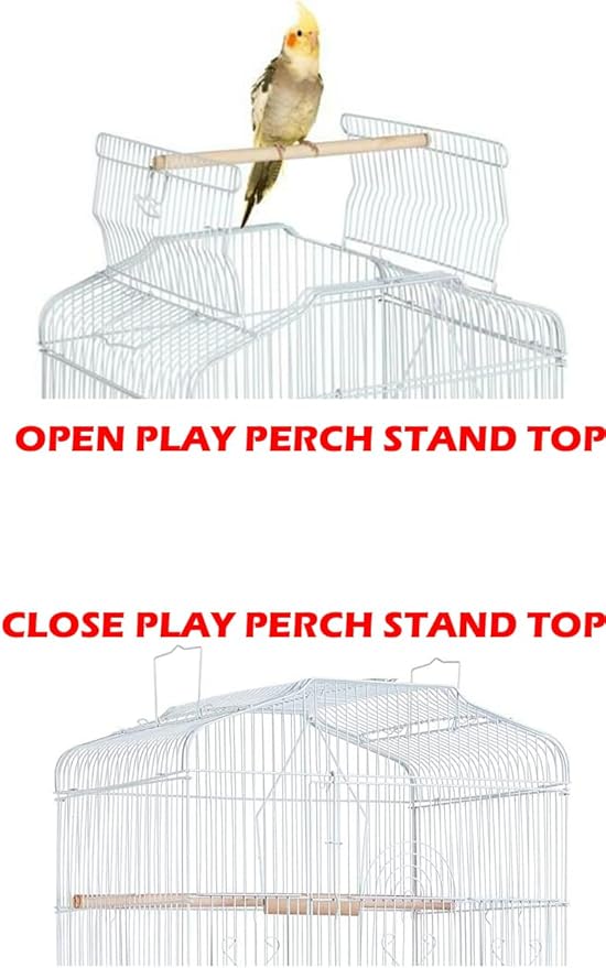 66" Large Open/Close Play Perch Stand Top 10-Step Play Ladder Toys Feeder Doors Clear Food Water Cups Side Breeding Doors Canary Lovebird Finch Cockatiel Bird Cage with Detachable Rolling Stand