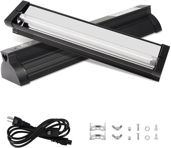 T5 UVB Light for Reptiles, 10.0 8W HO UVA UVB Reptile Light Fixture, 12 Inch Lamp Tube for Bearded Dragon, Tortoise, Lizards, Reptiles and Amphibians