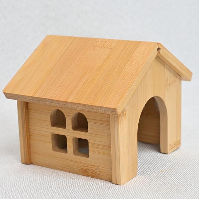 Bamboo Wooden Hamster Hideout House No Assembly Hamster Cage Accessories Hamster Shelter Hut Nest Toy Habitat Decor for Dwarf Syrian Hamsters Small Animal Cage Decor Multi Size Variants Medium