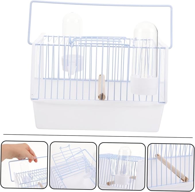GALPADA 1set Portable Bird Carrier Cage Handle Comfortable Travel Cage for Parrots Small Birds and Pets for Outdoor Adventures and Trips Breathable Design Compact White Small