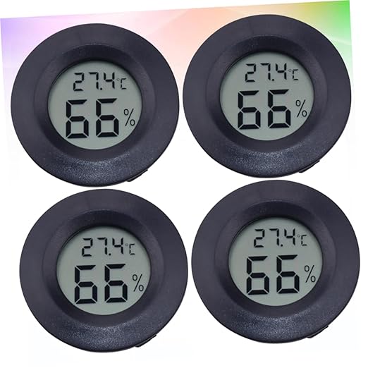 POPETPOP 4pc Digital Thermometer Hygrometer for Reptiles Compact Acrylic Temperature Humidity for Pet Store
