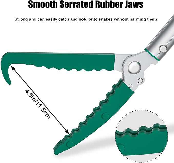 92" Extendable Snake Grabber Reptile Tongs Rattle Snake Catcher Wide Jaw Handling Tool with Lock and Comfortable Grip