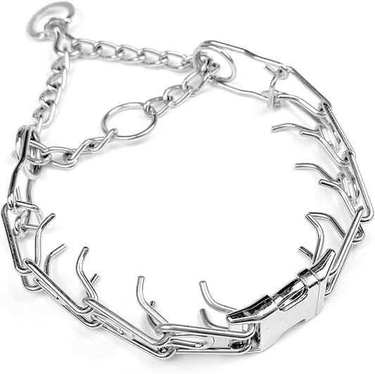Dog Training Collar, Adjustable Dog Pinch Collar with Quick Release Buckle, No Pull Collar for Small Medium Large Dogs, Extra Link and Caps (S (Neck: 13"-17'' 2.25mm))