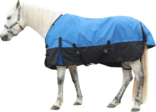 1200D Ripstop Waterproof Breathable Horse Blanket (0g No Fill), Lightweight Turnout Rain Sheet, Keeps Dry in Mud & Wet Weather Blueblack 75"