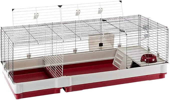 Ferplast Krolik Extra-Large Rabbit Cage w/Wire Extenstion | Rabbit Cage Includes All Accessories & Measures 55.9L x 23.62W x 19.68H & Includes All Accessories | 1-Year Manufacturer's Warranty
