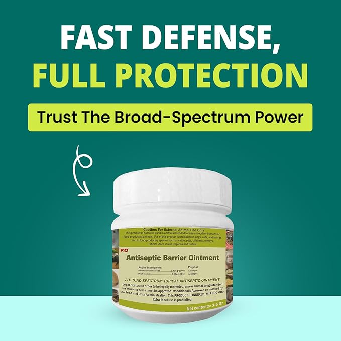 F10 Antiseptic Barrier Ointment for Reptiles, Birds, Small Animals & Exotic Animals, Wound Healing Ointment for Pet - 100g