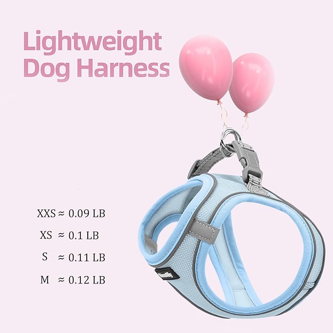 Sparkly Dog Harness Small Sized and Leash Set for Small Dogs Cats,Blue S Puppy Harness, Step in Soft Dog Reflective Vest, Breathable Mesh Pet Harness. (Blue, M)