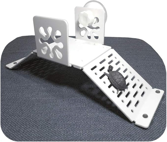 Aquarium Bidirectional Two-Way Bridge Tortoise Turtle Basking Floating Platform,Can Be Suspended at Any Water Level,DIY Assembly (White-Assembly)