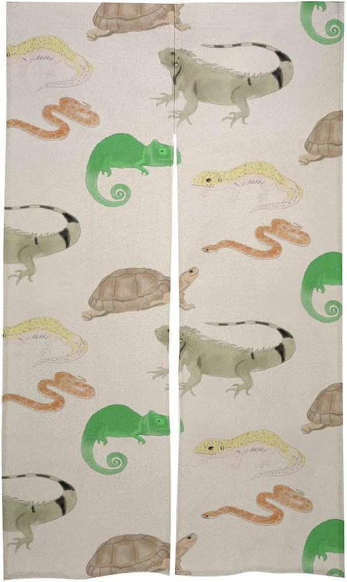 Lizard Turtle Leopard Gecko Reptile Light Blocking Door Curtain, Suitable for Bedroom Entrance