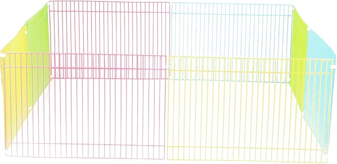 Emours Portable Small Animal Play Pen Rabbit Cages for Outdoor Indoor DIY Pet Fence for Bunny, Hamster, Guinea Pig,Puppy, Kitties, Corner Enclosed Play Cage, Multi-Color