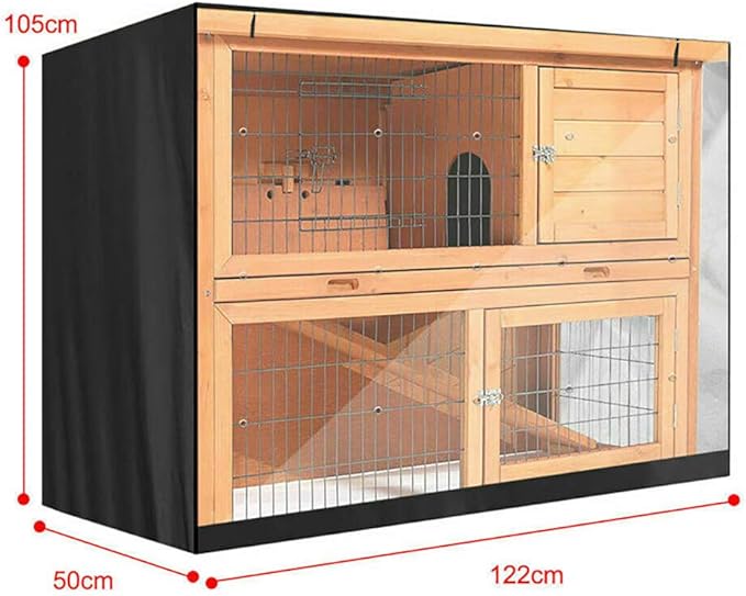 Rabbit Hutch Cover 210D Oxford Cloth Waterproof Pets Cage House Cover fit 48" Double Hutches/Double Black/Green/Grey/711(Grey)
