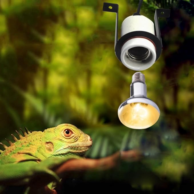 2-Pack Reptile Ceramic Heat Lamp Holder Pet Heater Bracket Reptile Light Fixture for Heat Lamp Bulb Terrariums Habitat Lizard Tortoise(Bulb Not Included)