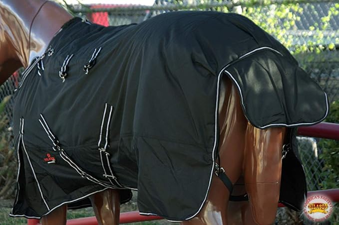 Black 78 in HILASON 1200D Winter Waterproof Poly Horse Turnout Blanket Belly Wrap