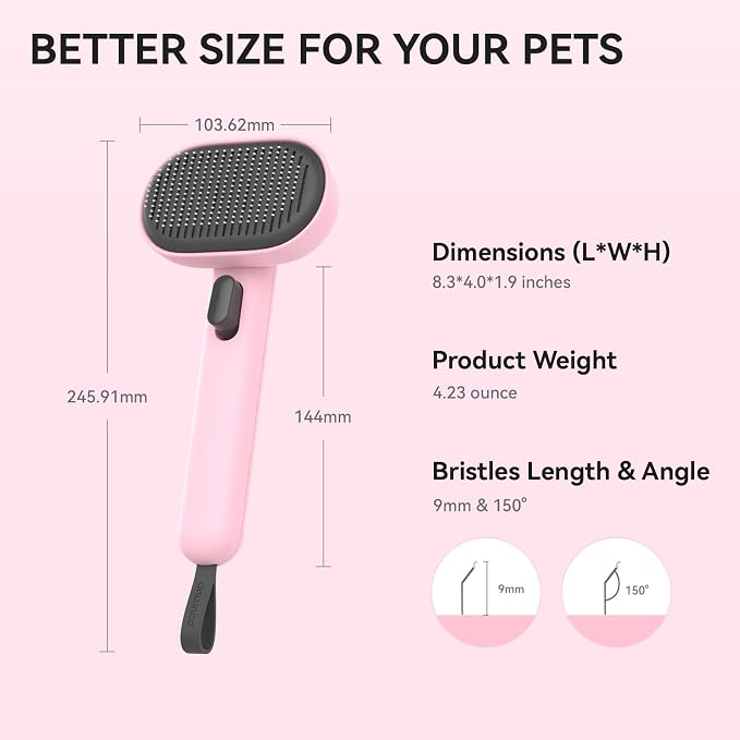 Aumuca Cat Brushes for Indoor Cats, Cat Hair Brush for Shedding, Cat Brush for Long or Short Haired Cats, Cat Grooming Deshedding Brush for Dog Kitten Horse Massage Removes Loose Fur - Image 9