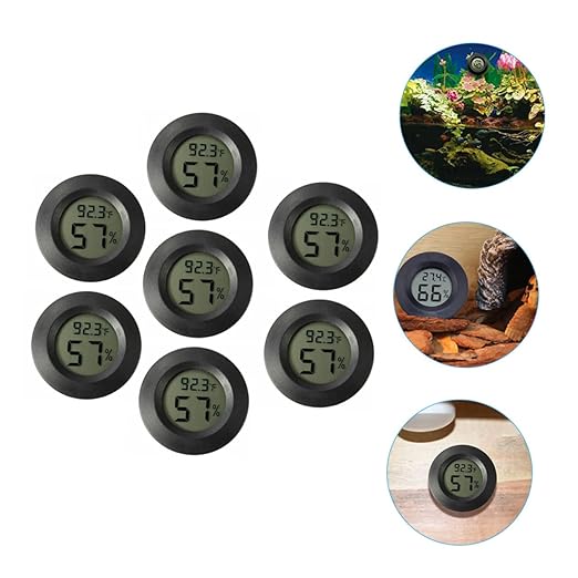 Reptile Thermometer Humidity Gauge 7 Mini Digital Hygrometers for Small Spaces Terrariums and Aquariums