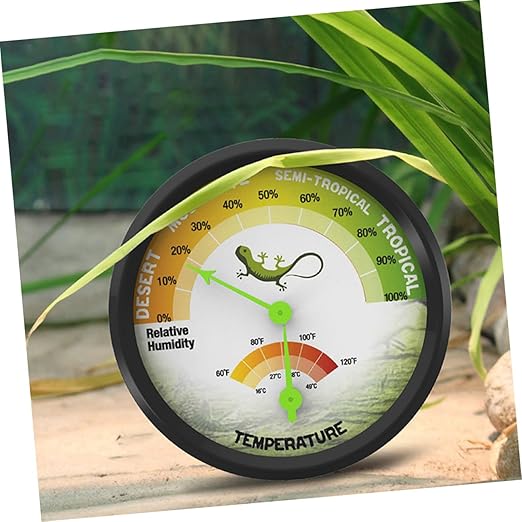 High Precision Mechanical Reptile Hygrometer Thermometer for Turtle and Leopard Gecko Tanks Dial Humidity Gauge with Sensor Easy Installation and Design