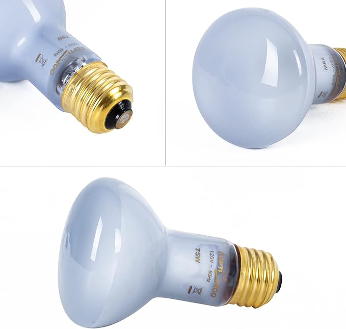 REPTI ZOO 2 Pack 75W Reptile Neodymium Daylight Basking Spot Lamp UVA Bulb Reptile Heat Lamp for Amphibian Lizard Tortoise Bearded Dragon Hedgehogs