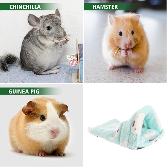 Hemobllo Soft Guinea Pig House & Sleeping Bag, Detachable Washable Hamster Hideout - Warm Small Pet Bed for Hedgehog, Chinchilla & Rats - Cozy Guinea Pig Cage Accessories & Bedding, Forest Green