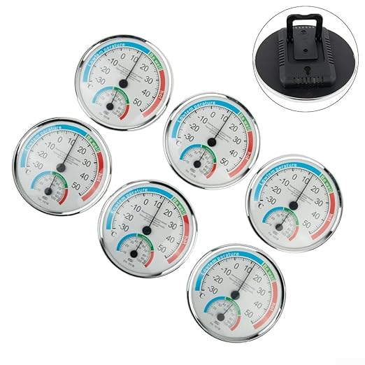 Analog Thermometer Hygrometer for Indoor Room Climate Control, Wall Mount or Stand Device with Comfort Display, No Battery Required for Home Office Greenhouse Sauna Terrarium, White(6pcs)