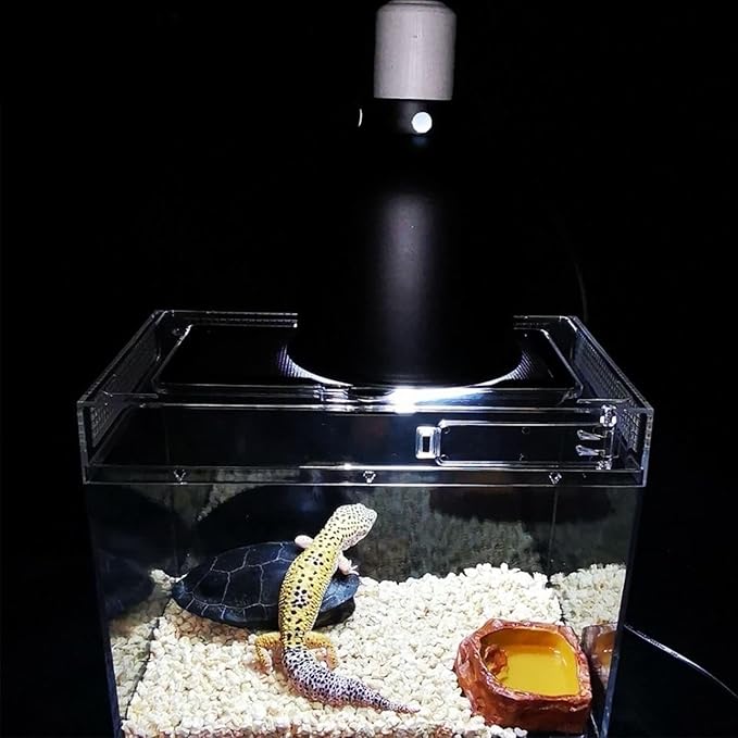 BNOSDM Reptile Light Fixture,5.5 Inch High Deep Dome Reptiles Heat Lamp Fixture for UVB UVA Bulb,Heat Basking Bulb,Optical Reflection Heat Lamp Fixtures for Reptile Amphibian Tank Terrariums