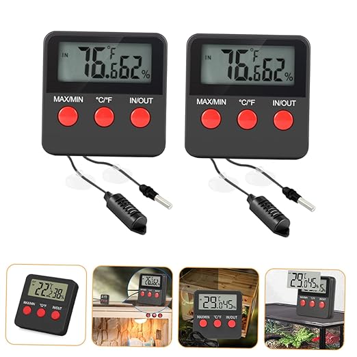 GALPADA 2sets Digital Thermometer Hygrometer for Reptile Tanks Indoor Temperature and Humidity Monitor Jumbo Display Suitable for Lizard and Snake Habitats