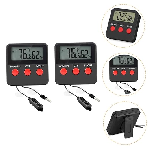 DECHOUS 2Sets Digital Humidity Temperature for Reptile Tanks Hygrometer for Indoor Use for Egg Hatching Monitoring Reptile Environments