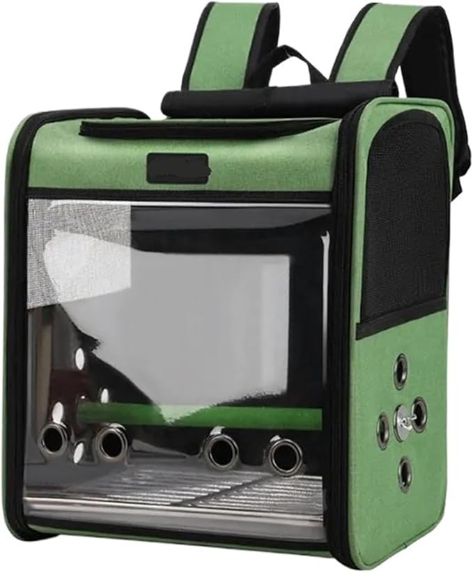 Backpack Bird Carry Cage Carriers Bag Travel Set Pet Bird Breathable Double-Shoulder Backpack Outgoing Travel Cage(Green)