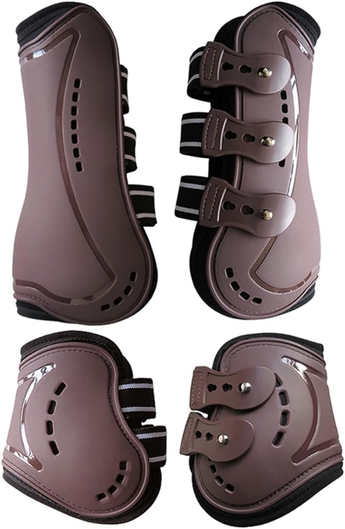 Horse Boots Open Front Jumping Tendon Sport Boots, Hind Fetlock Boots, Secure Leg Protection, Classic Breathable Equine Supplies, Set of 4