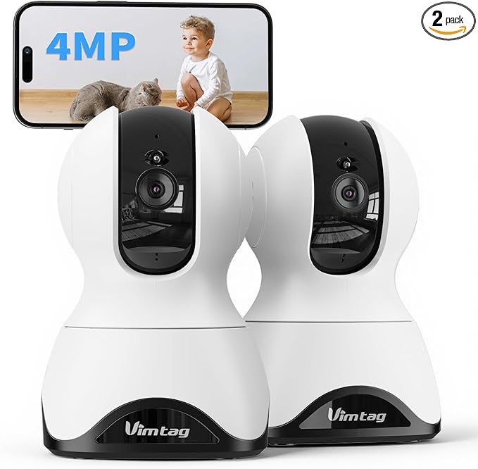 VIMTAG 2.5K Pan/Tilt Cameras for Home Security, Wired Indoor Camera for Pet/Dog/Cat/Baby/Nanny with Phone App, Motion Tracking, Night Vision, 2-Way Audio, AI Detection, 5GHz/2.4GHz WiFi, Works w/Alexa
