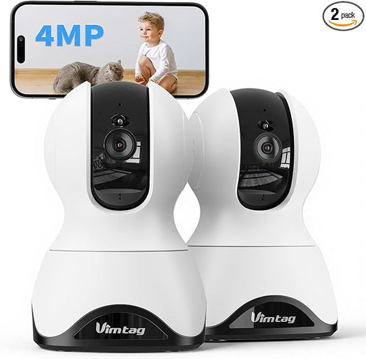 VIMTAG 2.5K Pan/Tilt Cameras for Home Security, Wired Indoor Camera for Pet/Dog/Cat/Baby/Nanny with Phone App, Motion Tracking, Night Vision, 2-Way Audio, AI Detection, 5GHz/2.4GHz WiFi, Works w/Alexa