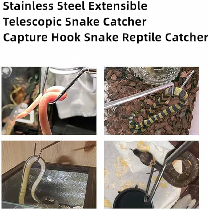 Snake Capture Hook, Stainless Steel Extensible Telescopic Snake Catcher Capture Hook Snake Reptile Catcher(100cm)