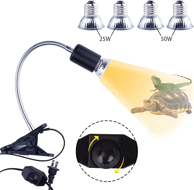 Reptile Heat Lamp UVA UVB Light Bulb, 360° Rotatable Basking Spot Light Simulated Sunlight, Dimmable Heating Lamp for Turtle, Lizard, Snake, Beared Dragon, Amphibians