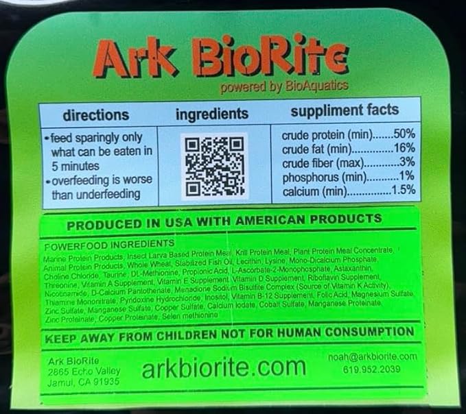 8oz Adult Guppy Fish Food - Insect Larva & Krill Protein Meal, Plant Protein Concentrate