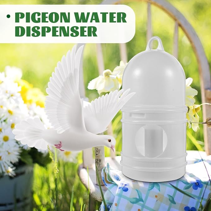 2Pcs Bird Water Dispenser Pigeon Water Feeder with Detachable Design Three Hole Drinking Automatic Food Outlet Lightweight White 9.45 Inch for Pigeons Parrots