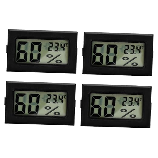 4Pcs Mini Digital Humidity and Temperature LCD Display Indoor Hygrometer for Reptile Terrarium Greenhouse Closet and Fridge Accurate Readings and Low Power Consumption