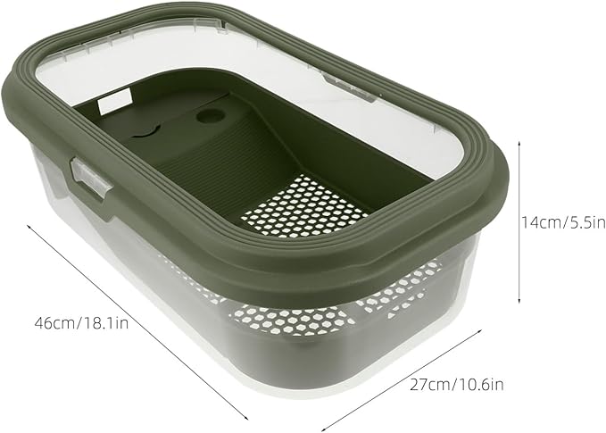 POPETPOP Small Turtle Tank with Basking Platform : Plastic Turtle Habitat Reptile Tank Aquarium Cage Breeding Box Tortoise, 46x27x14cm
