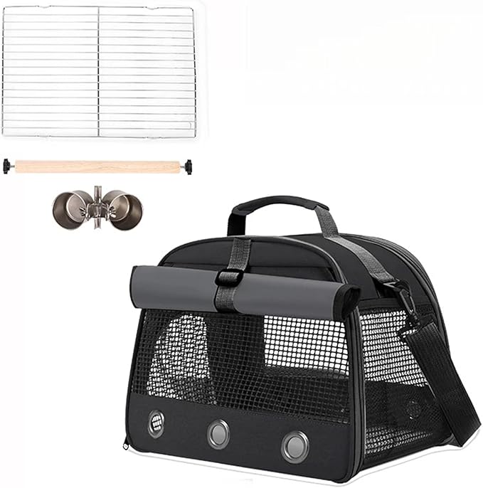 New Parrot Cage Breathable Pet Bird Bag with Perch Tray and Curtain - Ideal Bird House for Parrots and Small Birds(Black)