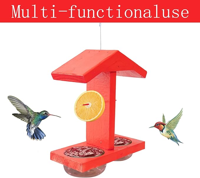 Clear Chamber Bird Feeders Water Dispenser Hanging Wood Construction Garden Accessory Weatherproof Hanging Bird Feeders