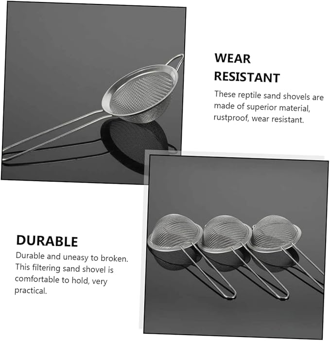 GANAZONO 2pcs Mesh Lizard Sand Shovel for Reptile Waste Cleaning Comfortable Excrement Sieve Tool for Tidy Habitat Maintenance