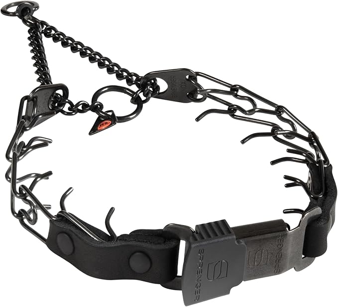 Herm Sprenger 2.25mm Prong Collar for Dog Training – Quick Release Clicklock & Swivel Ring - Dog Training Collar with Black Stainless Steel 2.25mm Prongs for Small Dogs (14-19" Neck)