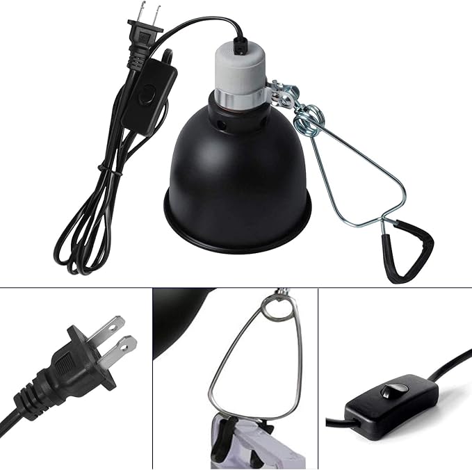 Reptile Heating Lamp, UVA UVB Lighting Lamp with Anti-hot Cage Light Holder for Reptiles, Lizards, Turtle, Snakes, Aquarium(Included 2 Heat Bulbs, 110V, 25W)