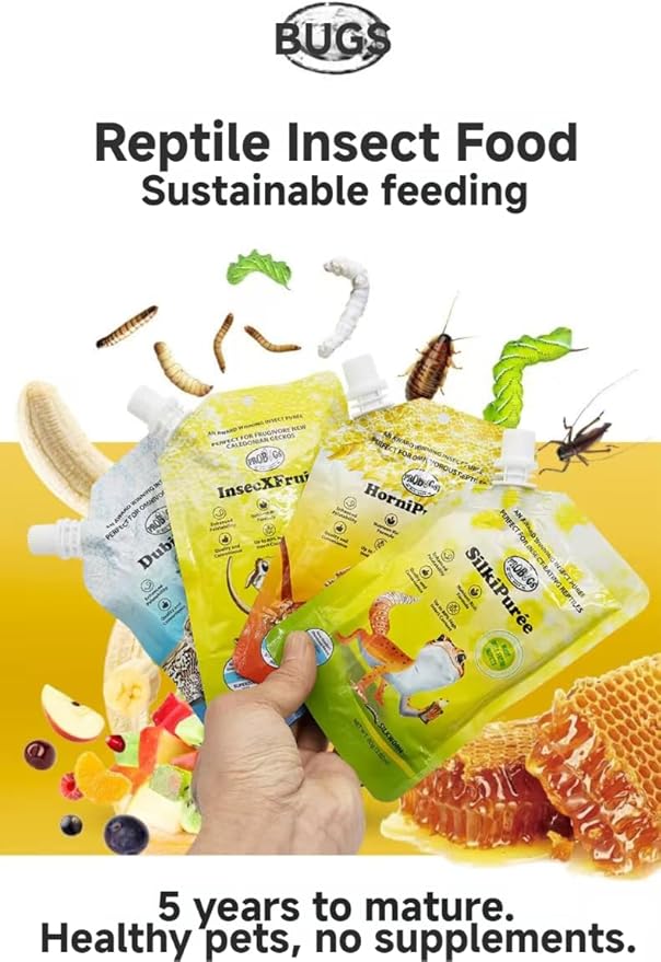 Bearded Dragon Reptile Food, Gecko Gel, Horned Lizard Fruit Puree, Leopard Gecko Food, Blue-Tongued Skink 80g