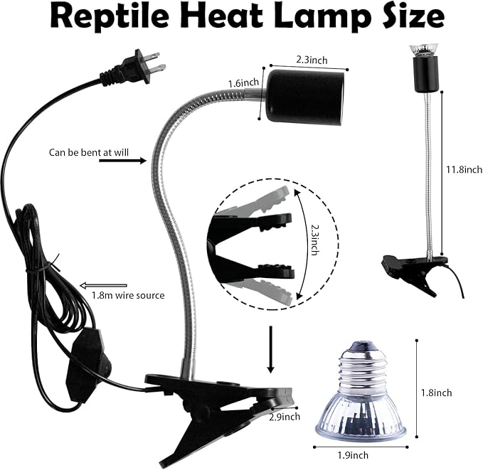 Reptile Heat Lamp UVA UVB Light Bulb, 360° Rotatable Basking Spot Light Simulated Sunlight, Dimmable Heating Lamp for Turtle, Lizard, Snake, Beared Dragon, Amphibians
